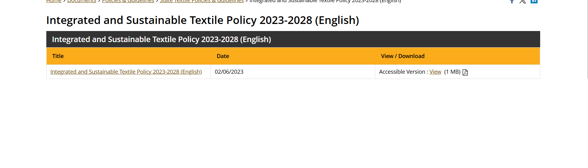 State Textile Policy